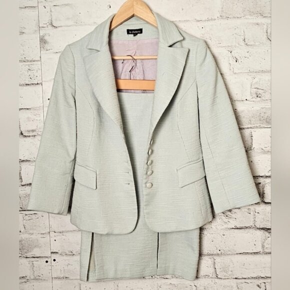 Y2K Le Chateau Blue & White Tweed Skirt and Blazer Jacket Suit Set. - Picture 13 of 16